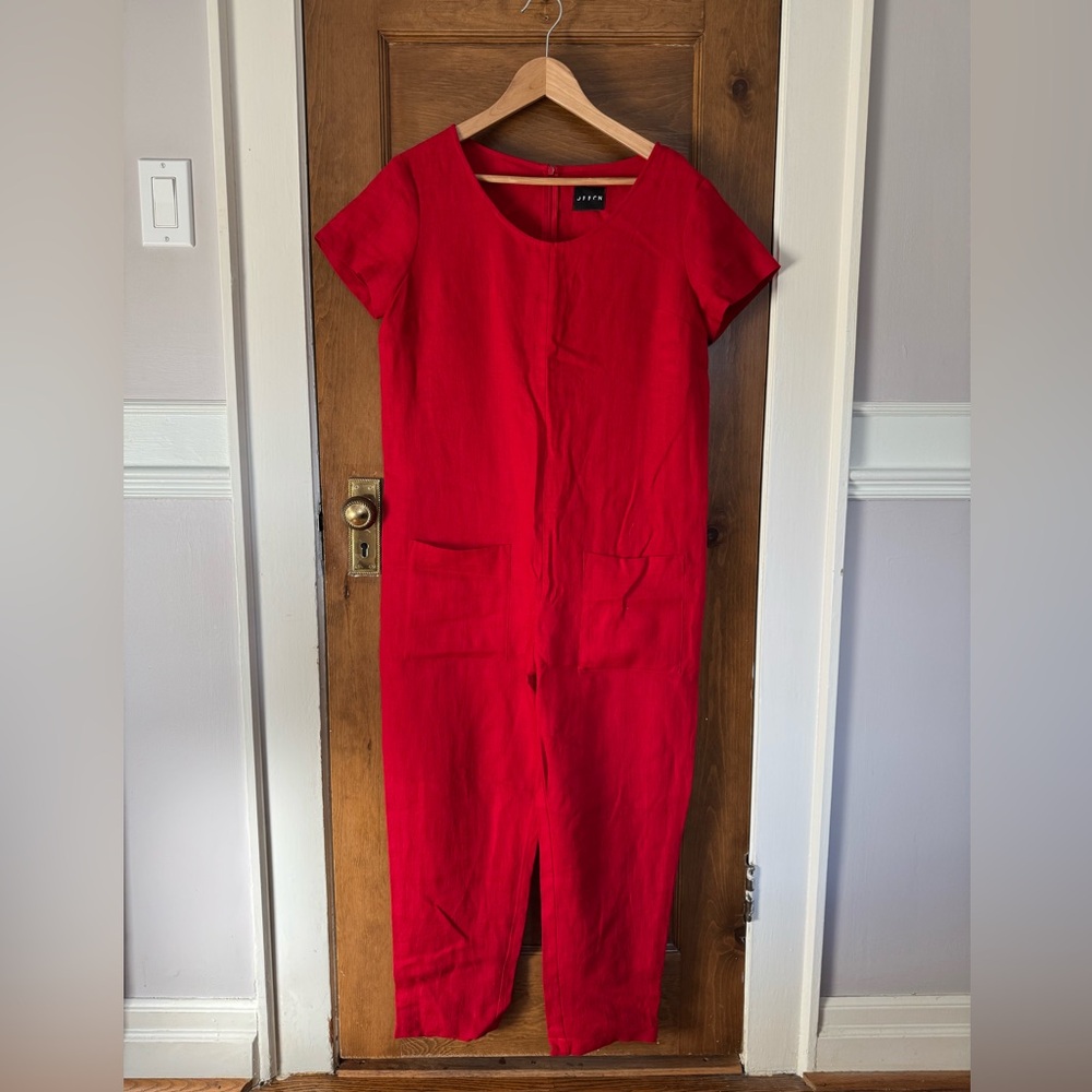 Vibrant Red Jumpsuit with Pockets
